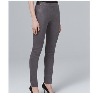 White House Black Market The Legging Gray Faux Suede Faux Leather Waist Size 6